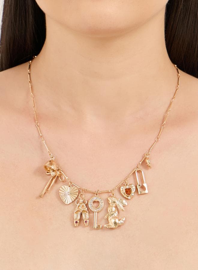 Styli Faux Pearl Charmed Necklace – Elegant Multi Charm - Image 1