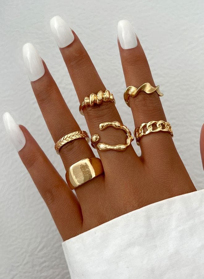 Elegant Enigma: Styli Textured Ring Collection Set of 6 - Image 1