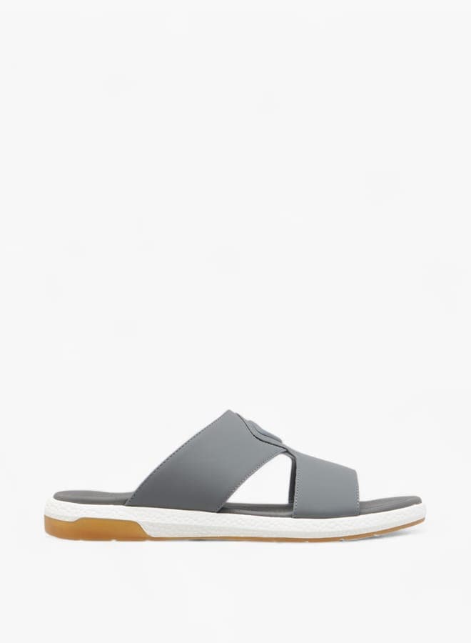Lsk2403058Grey: Elegant Men's Cutout Arabic Slip-Ons - Image 1