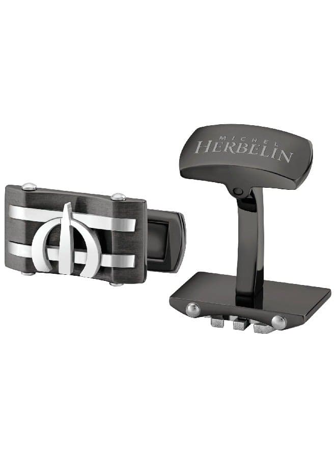 MICHEL HERBELIN Elegance Grey Plated Cufflinks for Men - Image 1