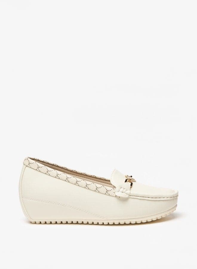 Lc23829 Beige Wedge Loafers – Chic Metal Accents - Image 1