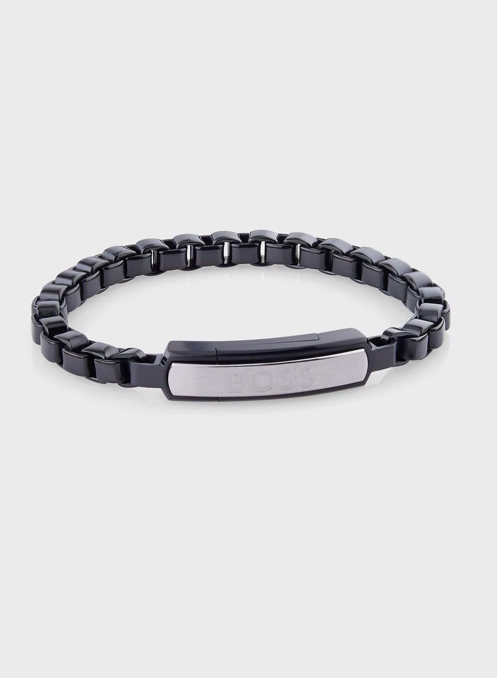 BOSS Devon Black Steel Bracelet - Sleek Accessory for Men - Image 1