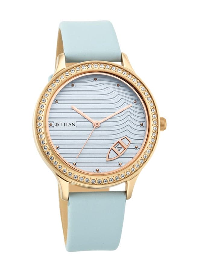 TITAN 2634WL01 Elegance Analog Watch - Rose Gold & Light Blue - Image 1
