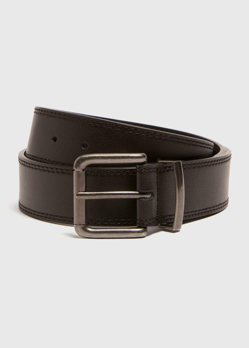Matalan Premium Black PU Leather Jeans Belt for Men - Image 1