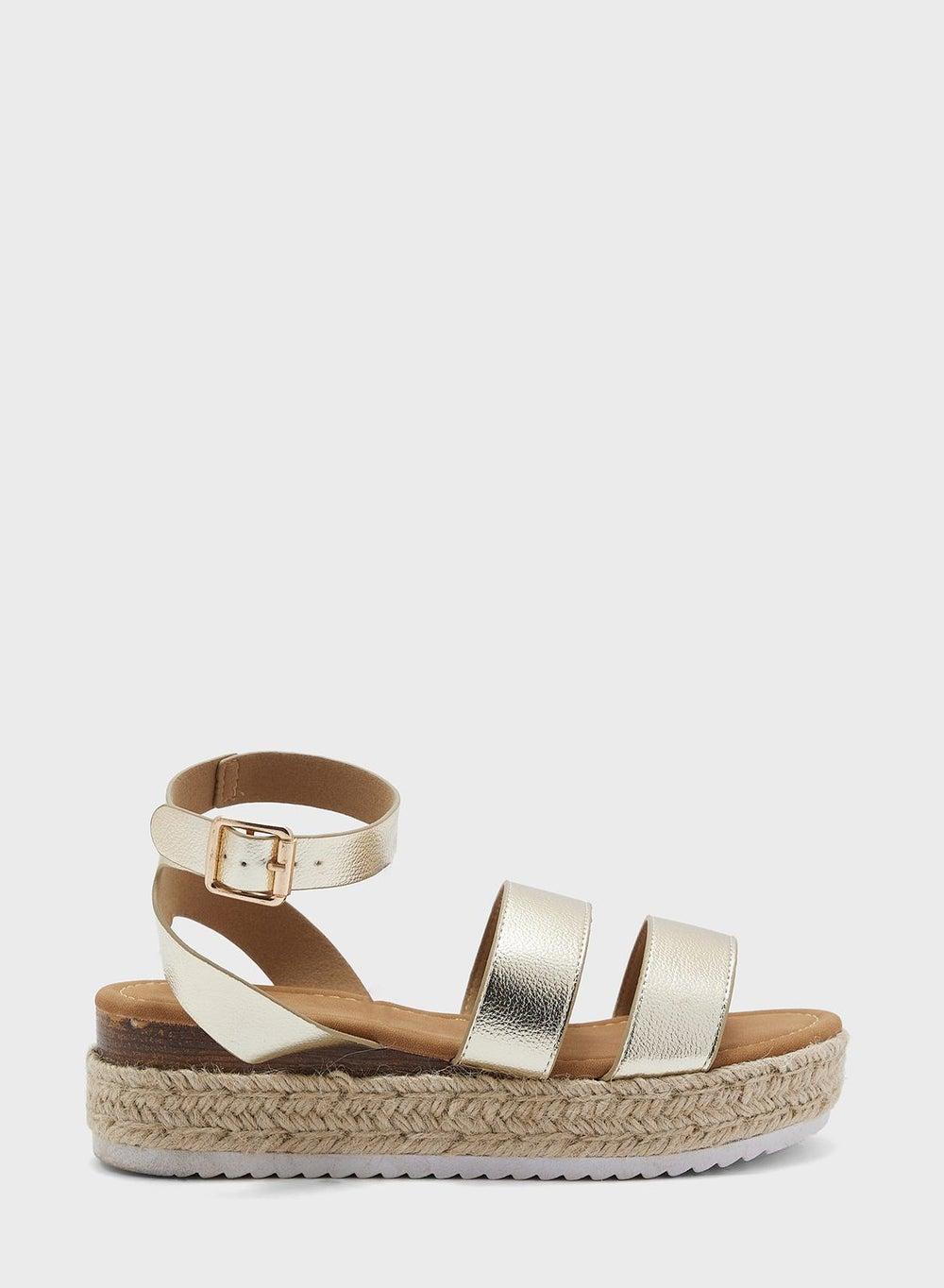 Chopra30 Elegant Gold Flatform Wedge Sandal - Image 1
