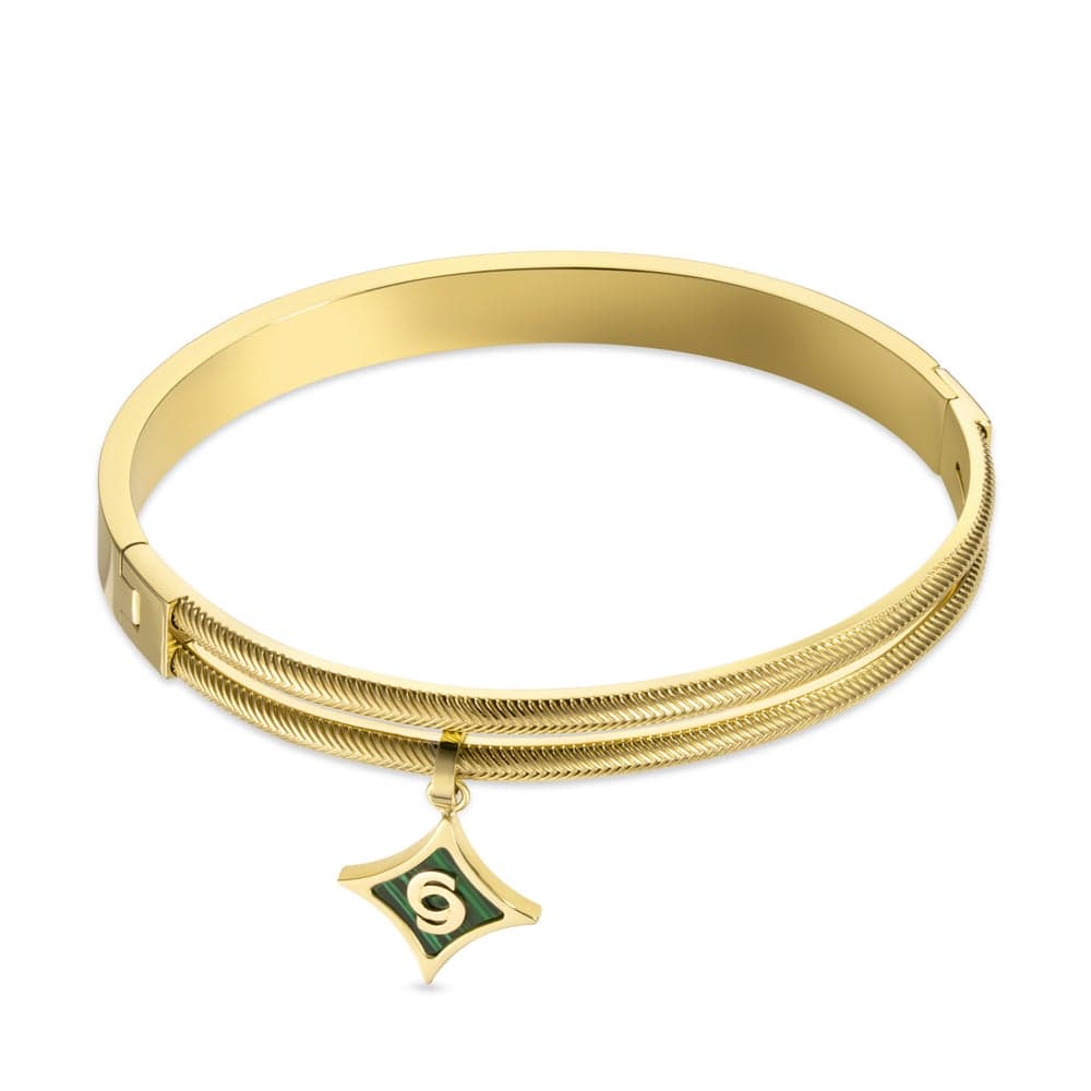 CERRUTI 1881 Matilde Malachite Charm Double-Layered Bangle - Image 1