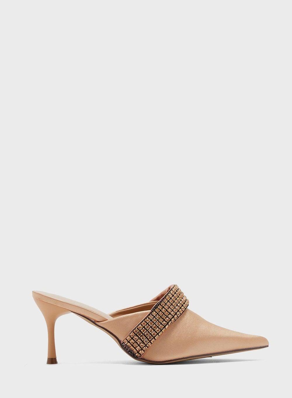 Elegant Pointed Toe Pumps with Stone Embellishment - Image 1