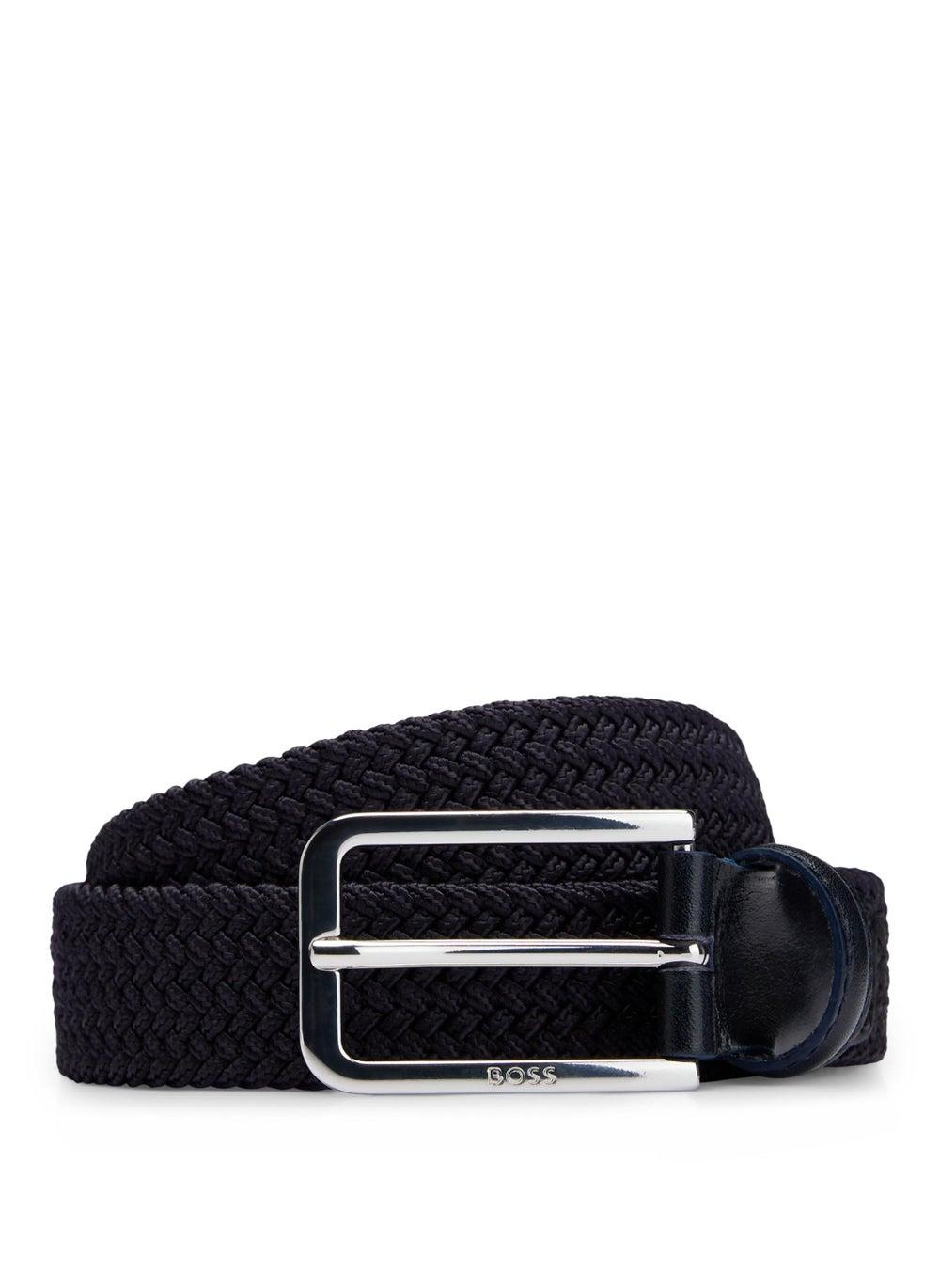 BOSS Italian Woven Elastic Belt with Leather Accents for Men - Image 1