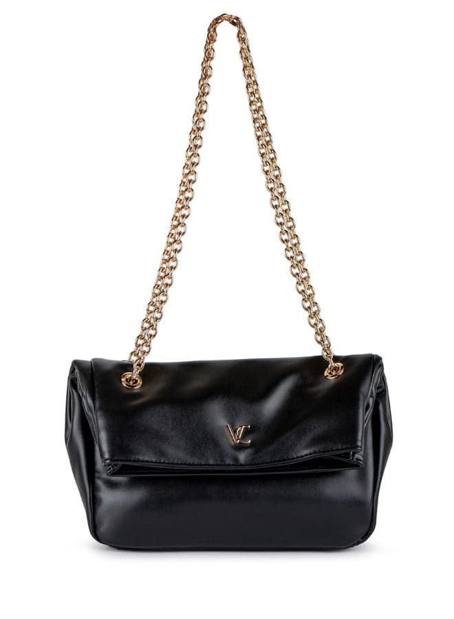 Vincci Elegance: Chic Black Shoulder Bag with Chain Strap - Image 1