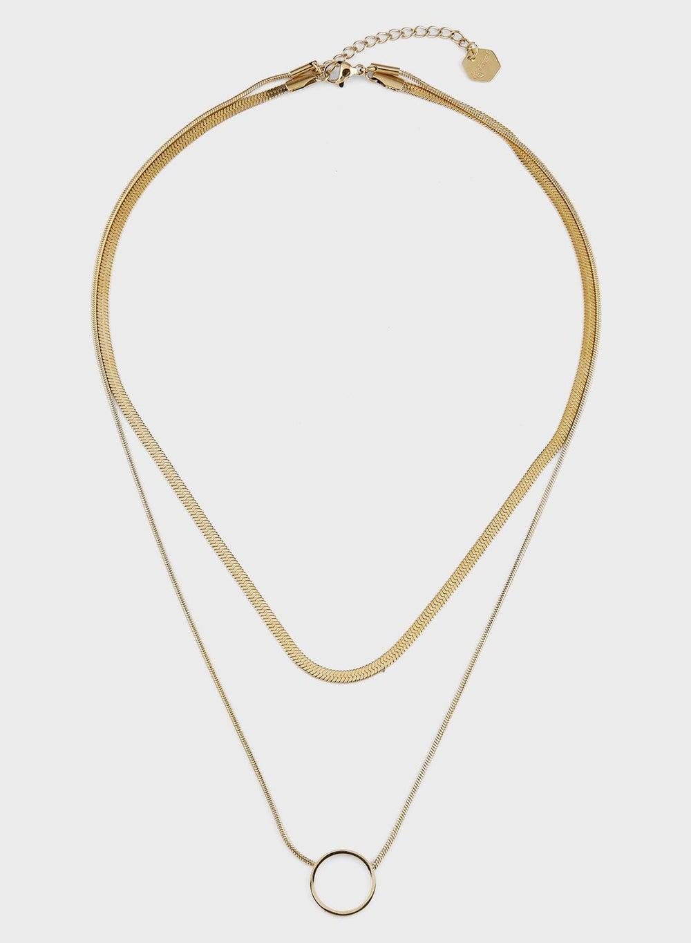 Lady Mauve LAYANA Double Snake Open Circle Pendant Necklace - Image 1