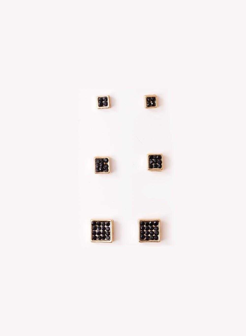 AMICA Trio Elegance: Square Stud Earrings Set - Image 1
