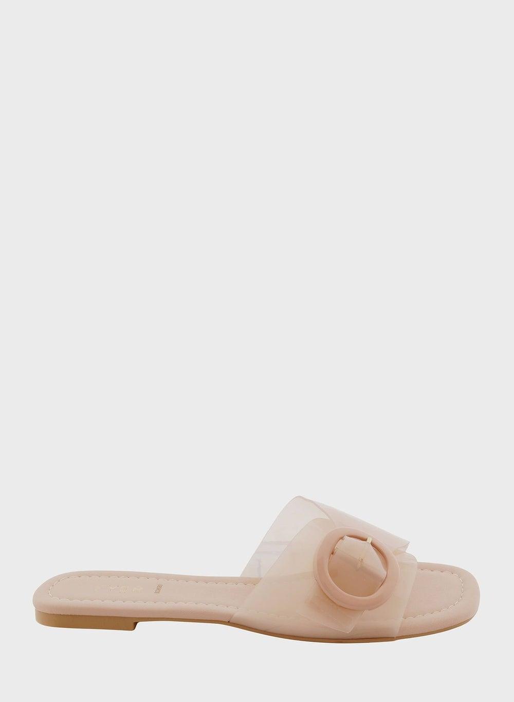 FYOR Beige One Strap Low Heel Sandals Bcm 080 - Image 1