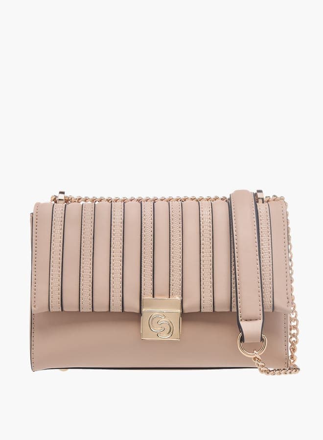 Celeste Elegance Textured Crossbody with Flap & Chain - Image 1