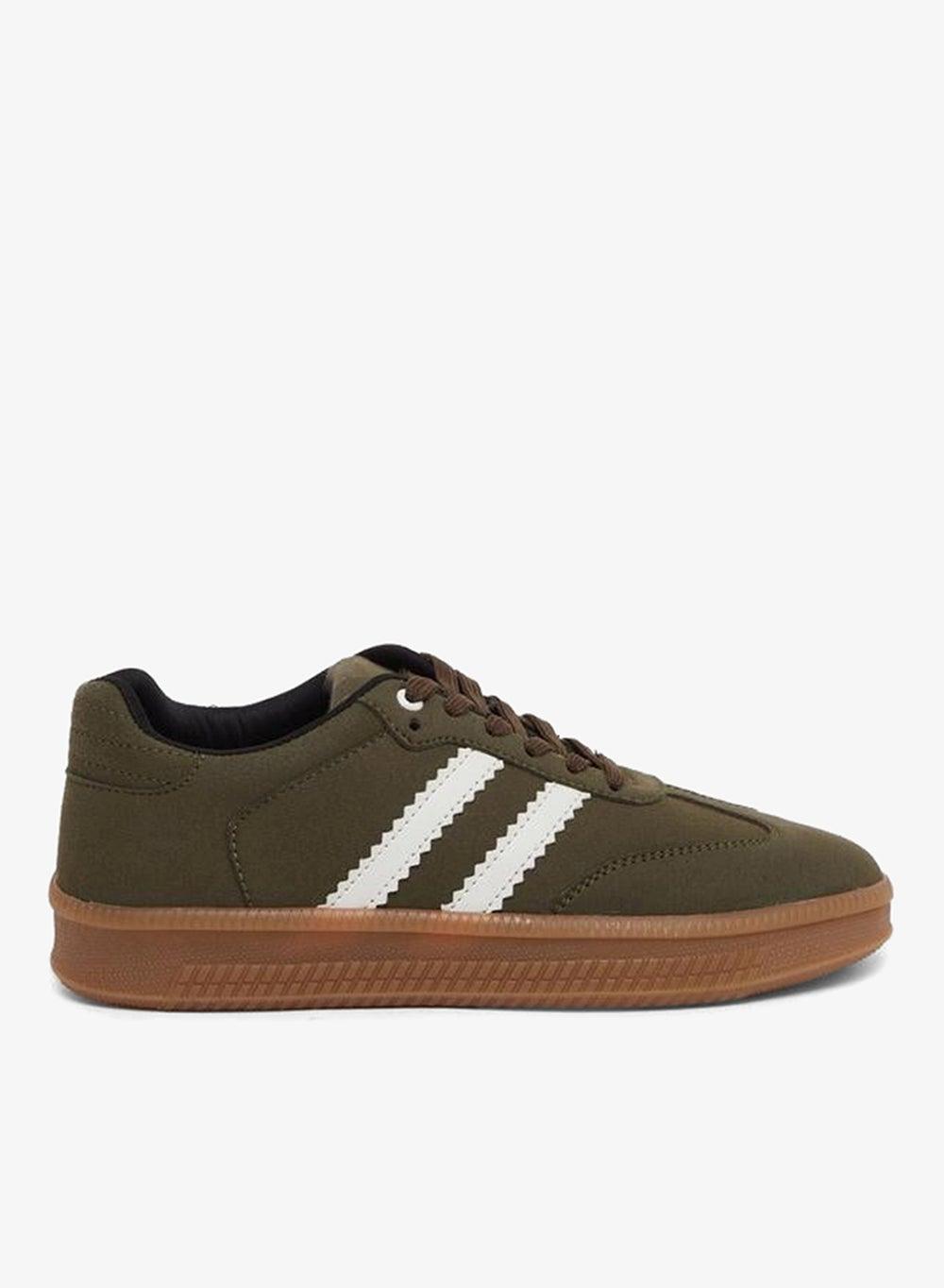 Styli Brown Striped Elegance Lace-Up Sneakers - Image 1