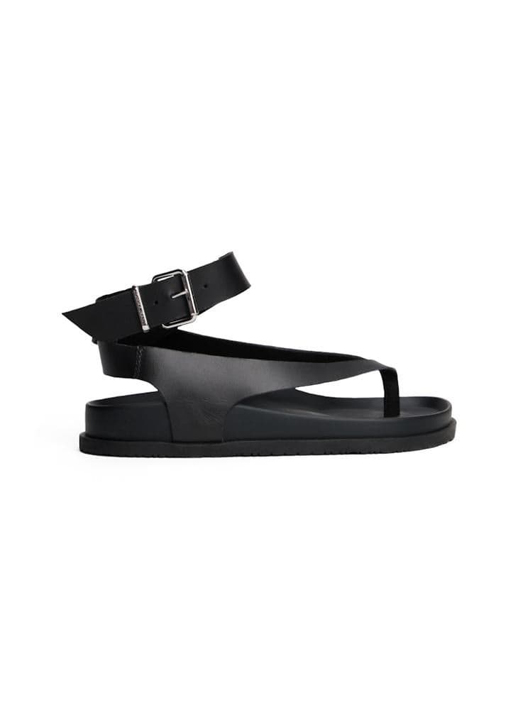 EN0EN02873BDS Chic Black Ankle Strap Flat Sandals - Image 1