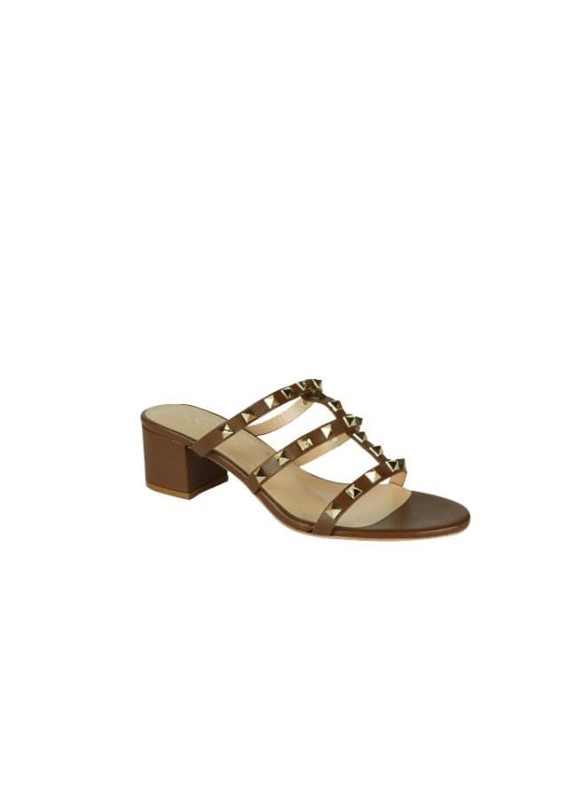 Poletto Ladies 16984 C1567 Elegant Brown Block Heel - Image 1