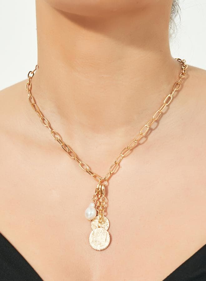 Styli Coin Pearl Drop Necklace - Elegance Unleashed - Image 1