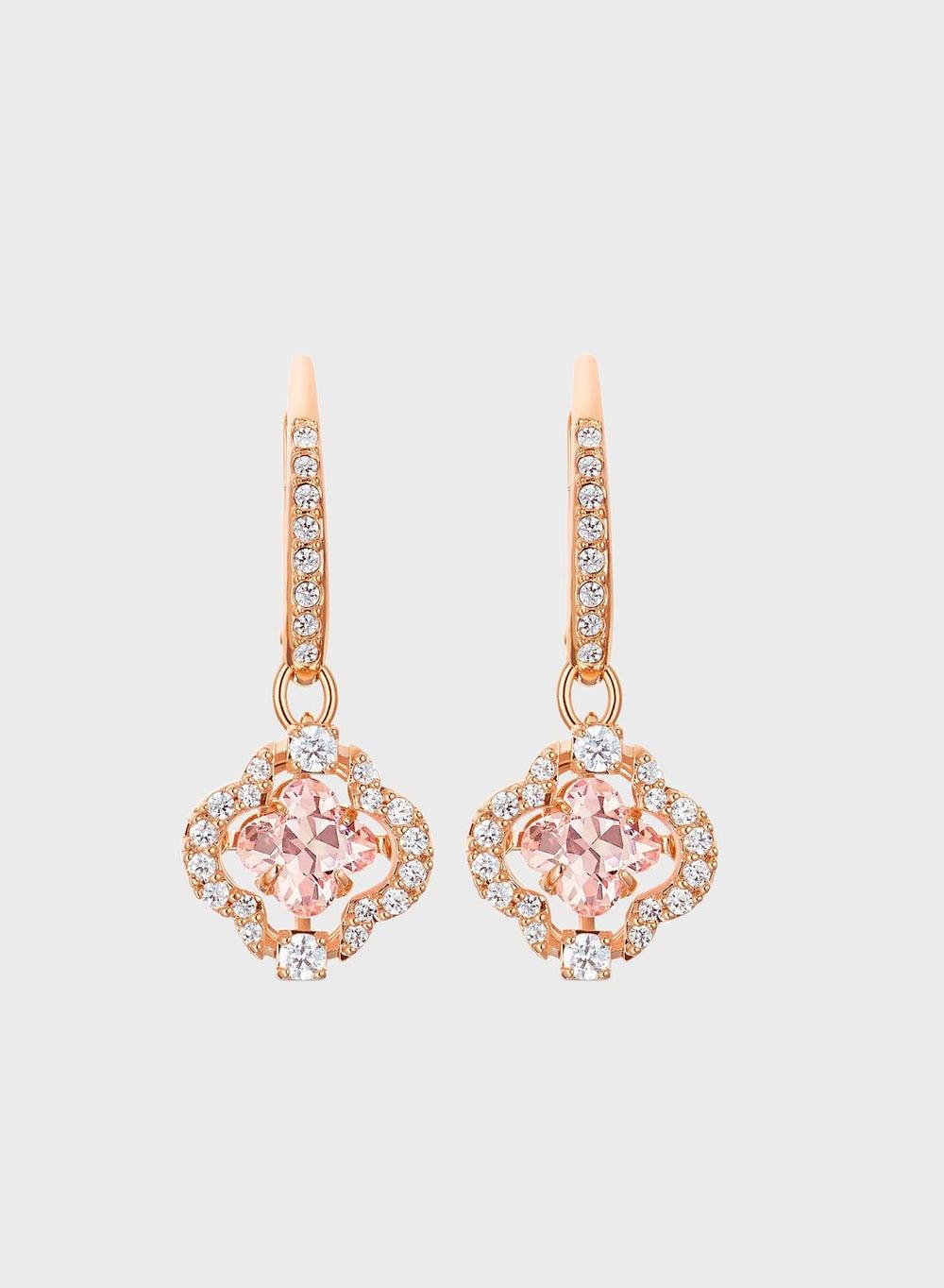 SWAROVSKI Sparkling Clover Earrings - Floral Elegance in Rose Gold - Image 1
