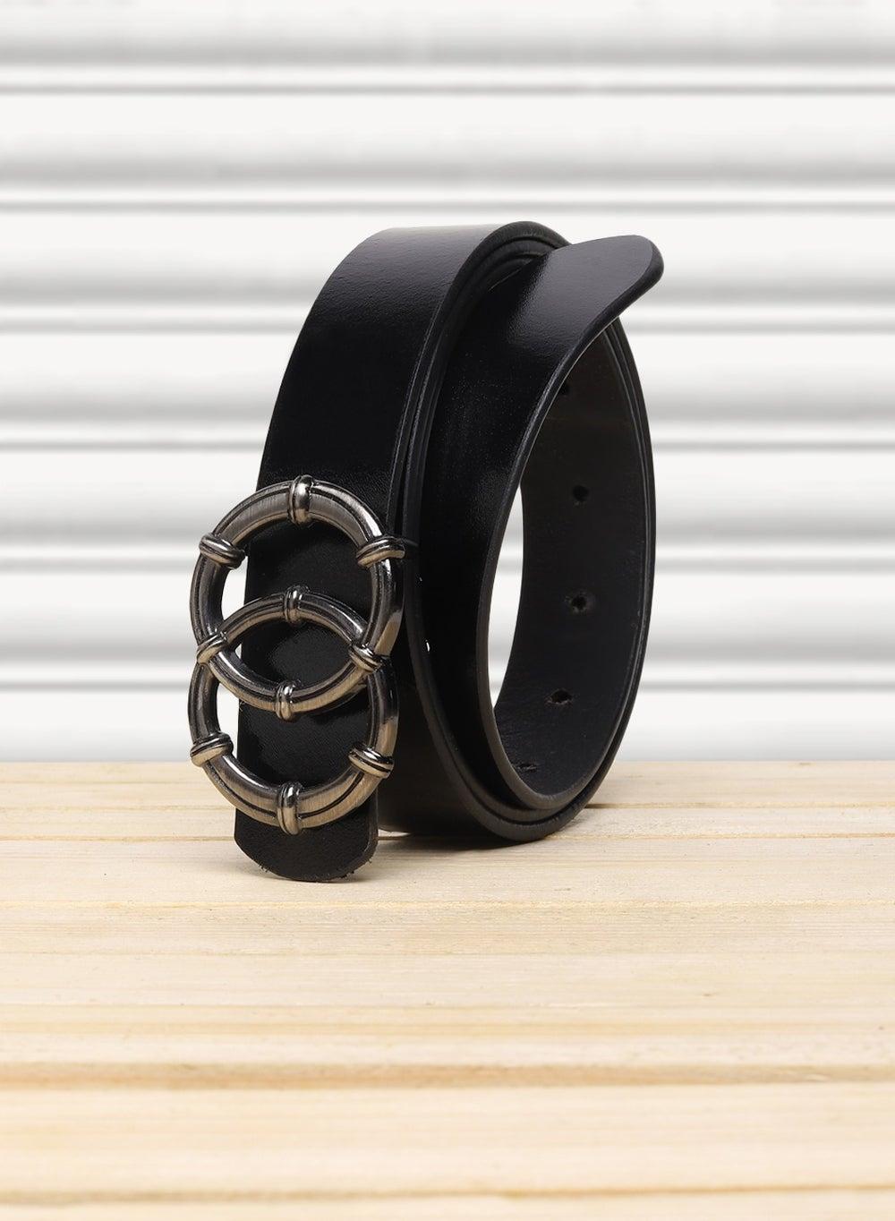 TEAKWOOD Genuine Black Leather Belt for Women, Size 30-42 - Image 1