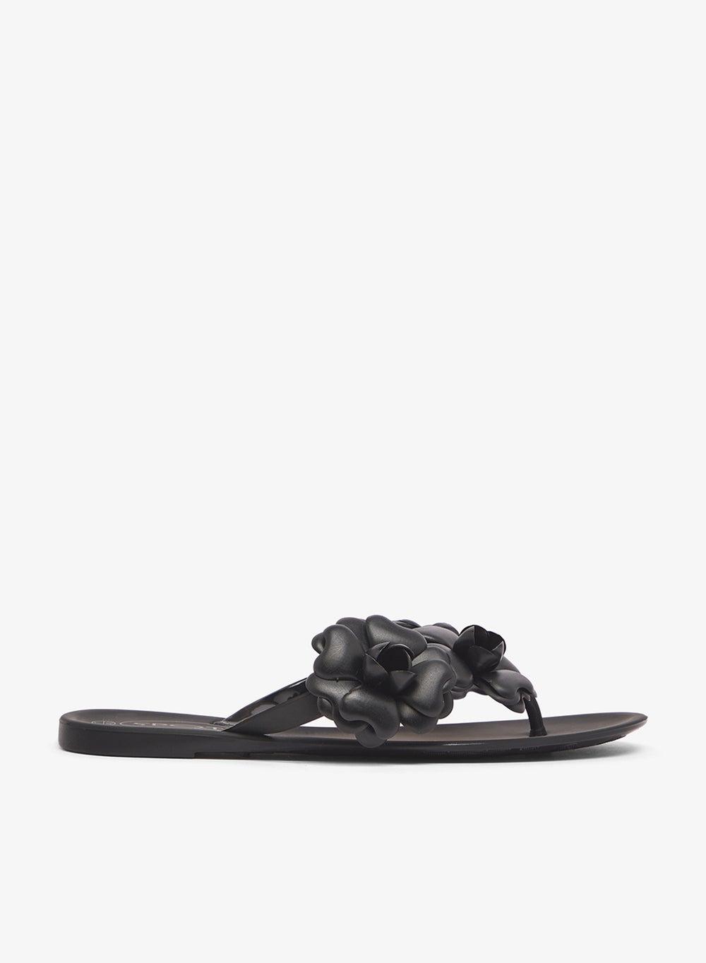 Elegance Underfoot - Black Flat Sandal F00119Am1 - Image 1