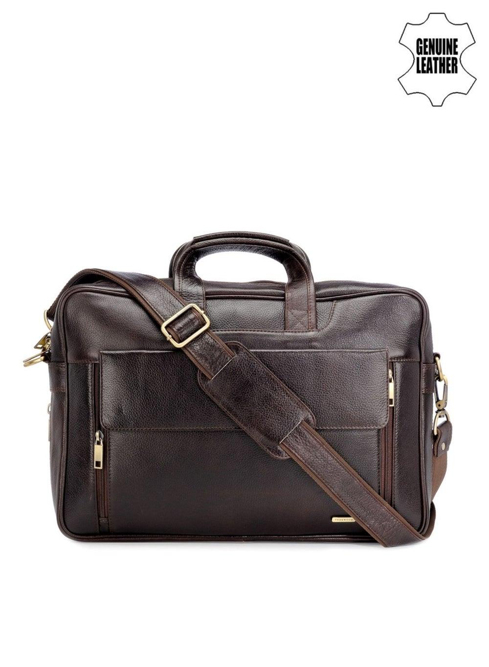 TEAKWOOD 15 Premium Brown Genuine Leather Laptop Bag - Image 1