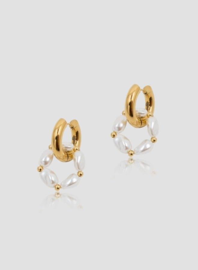 Evelina Lady Mauve Pearl Hoop Earrings - Hypoallergenic Elegance - Image 1