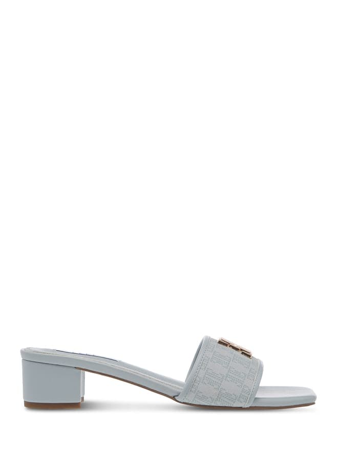 J05974 005 25Blue Elegant Monogram Women's Block Heel Sandals - Image 1
