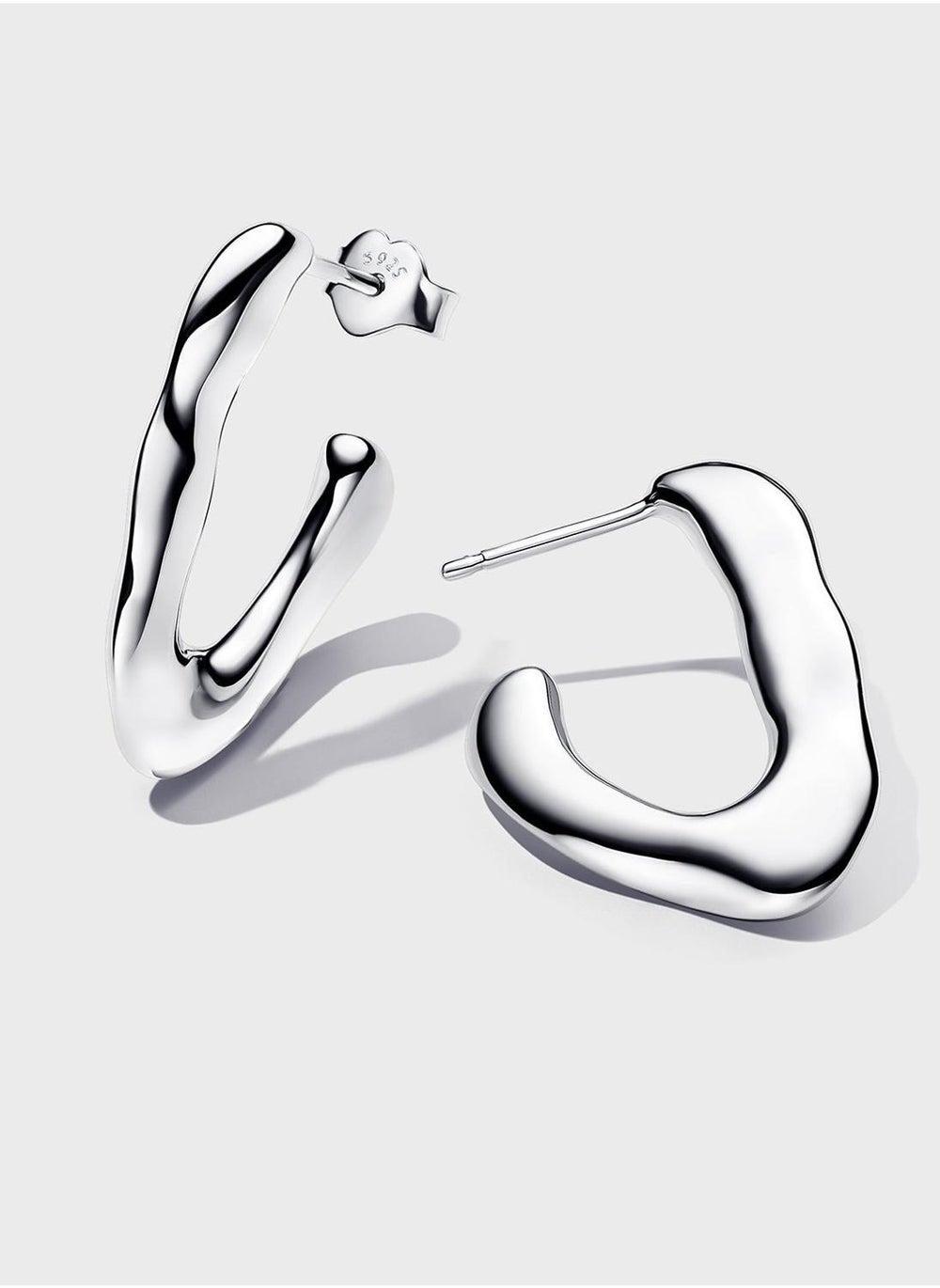 PANDORA Sterling Silver Organic V-Shaped Hoops - Image 1