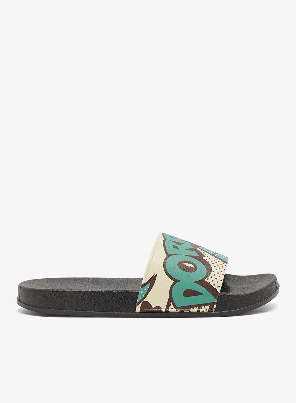 Mslp25855 Luxe Printed Slides in Black for Men - Image 1