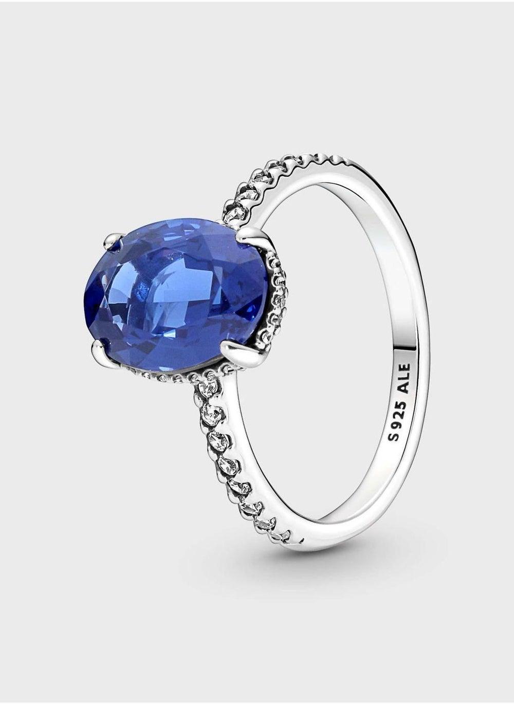 PANDORA Sparkling Halo Ring - Timeless Blue Elegance - Image 1