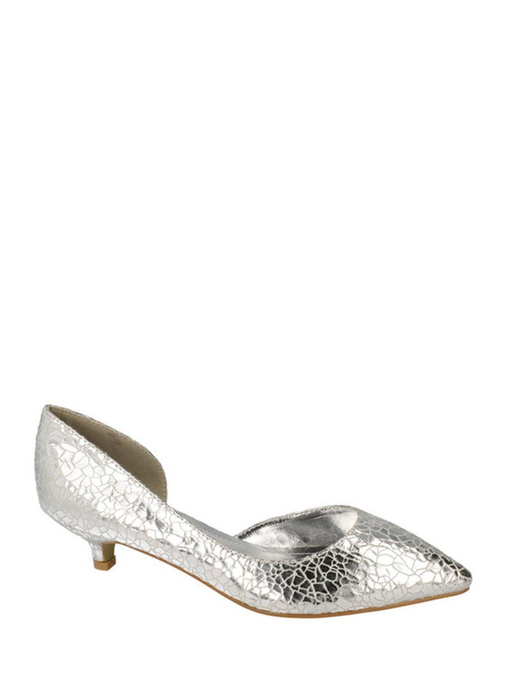 Elegant Silver Crinkle Low Heel Pump F9784Rm1 - Image 1