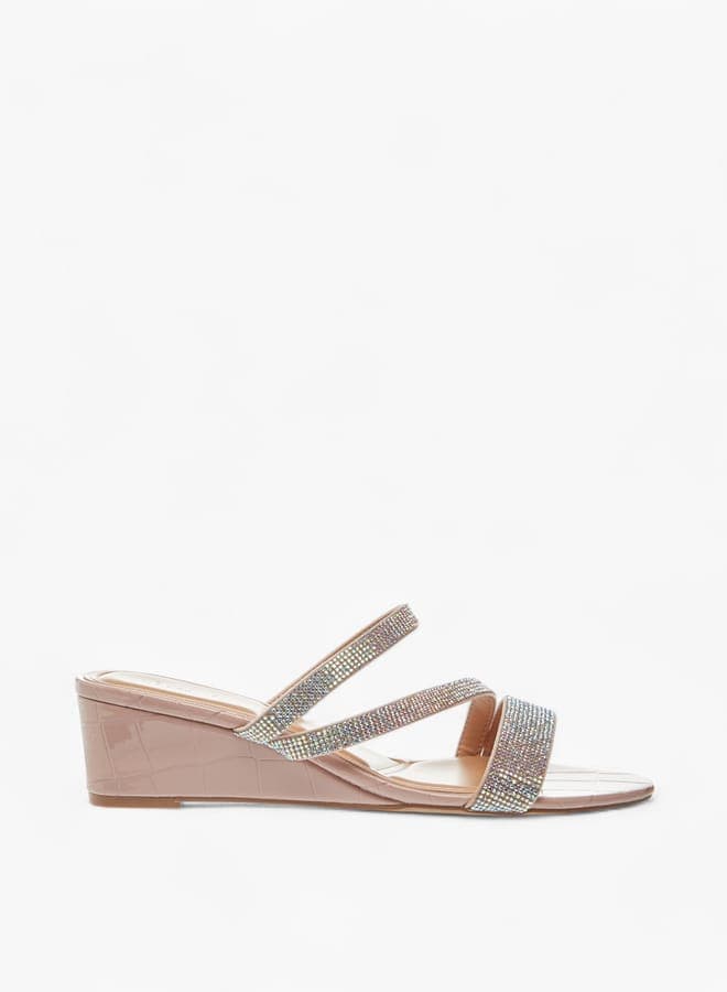 L13819 25Pink Elegant Studded Wedge Sandals for Women - Image 1