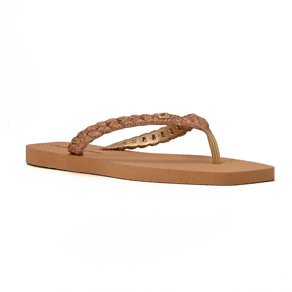 Golden Elegance Flip-Flops with Luxurious Straps - Image 1