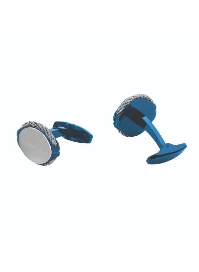 CERRUTI 1881 Kabil Stainless Steel & Blue Cufflinks for Men - Image 1