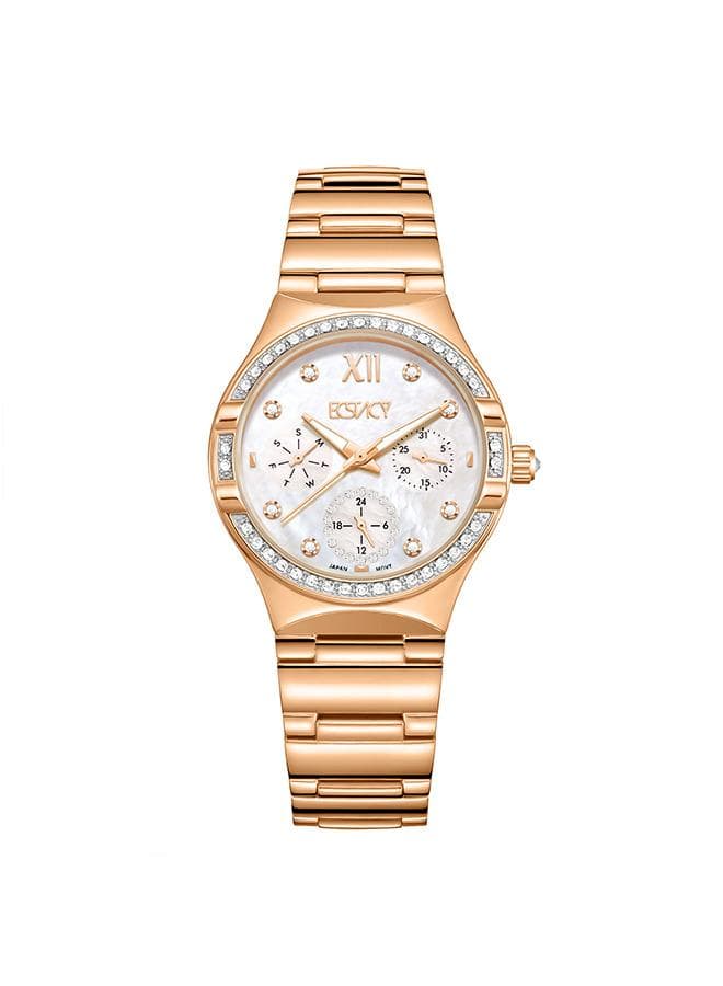 ECSTACY E23608-RBKMK Elegant Rose Gold Multi-Function Watch - Image 1