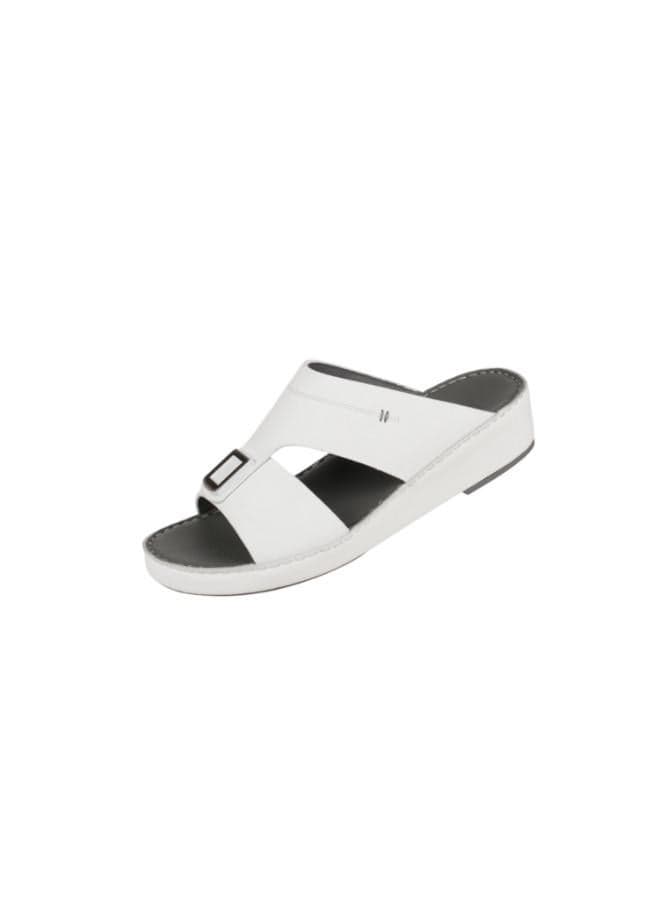 Barjeel Uno BS 36 White: Premium Leather Arabian Sandals - Image 1