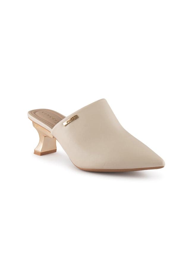 Vi20430308 Elegant Beige Pointed Toe Mule Sandals - Image 1