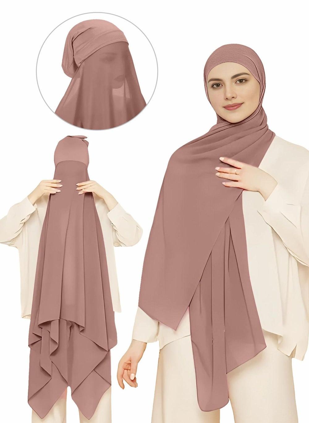 NUKHBAA Light Taupe Instant Hijab Wrap with Tube Undercap - HC3 - Image 1