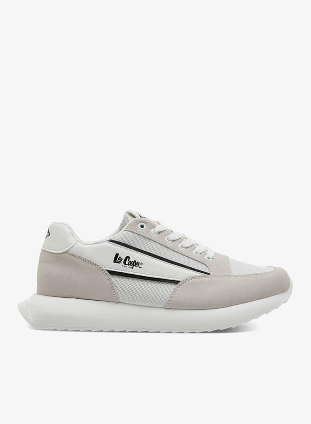 BJ8160White Men's Elegant Panelled Lace-Up Sneakers - Image 1