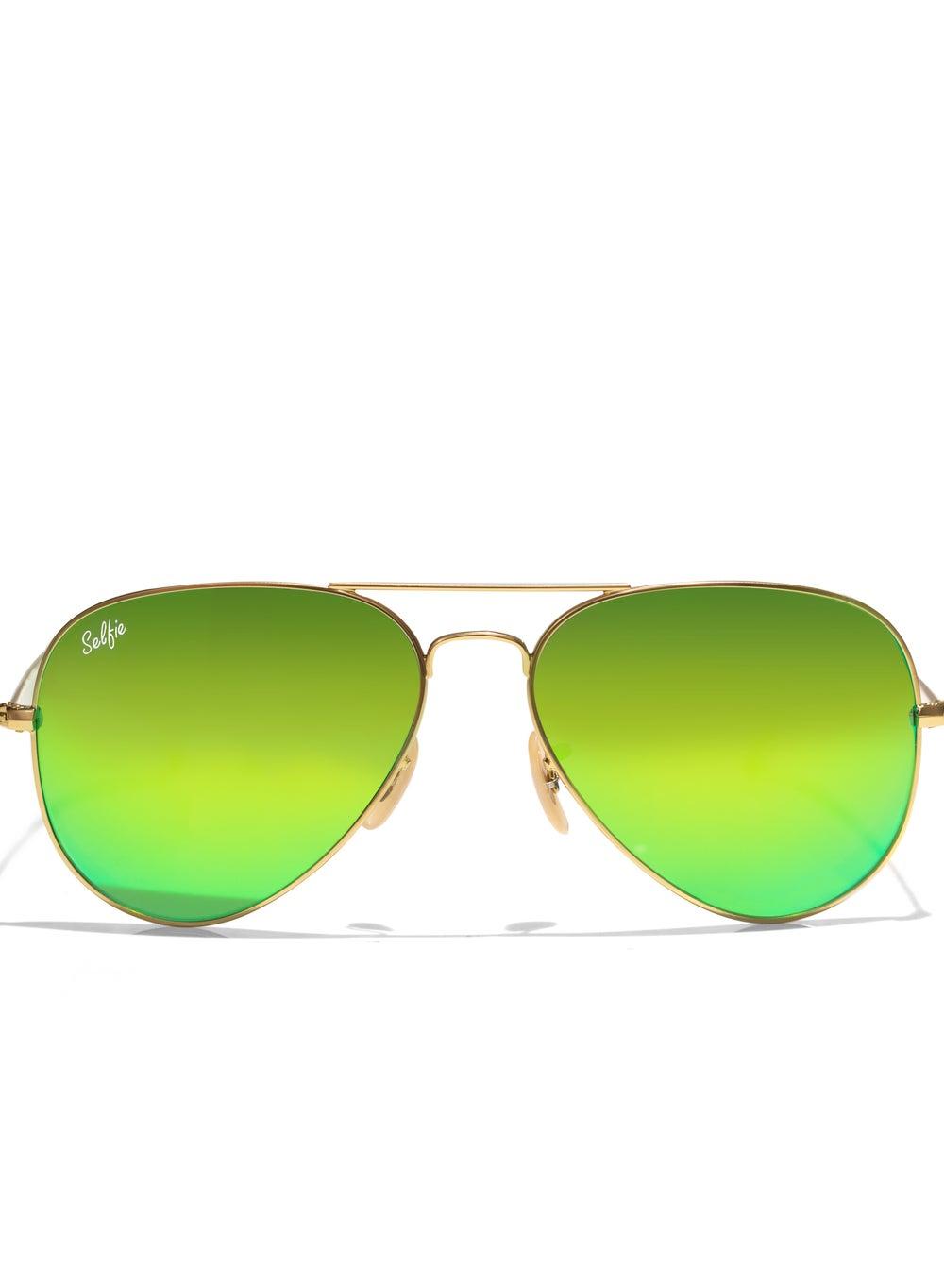 Selfie SE3025-020 Aviator: Green Mirror Elegance Under the Sun - Image 1