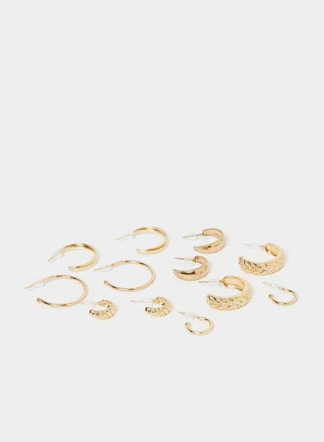 Styli Textured Elegance - Metal Hoop Earrings 6-Piece Set - Image 1