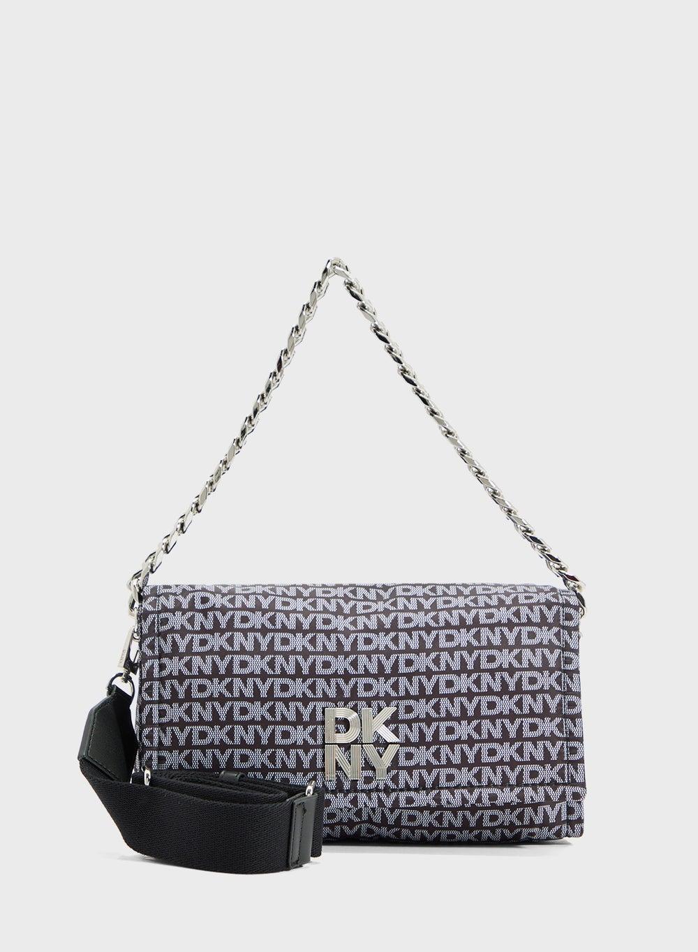DKNY Mara Elegant Chain Detail Crossbody in Classic Black - Image 1