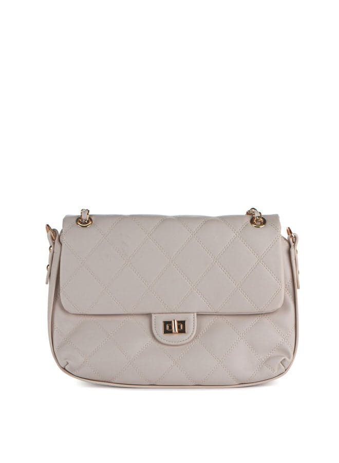 Vincci Elegance: Beige Chain-Detailed Shoulder Bag for Women - Image 1
