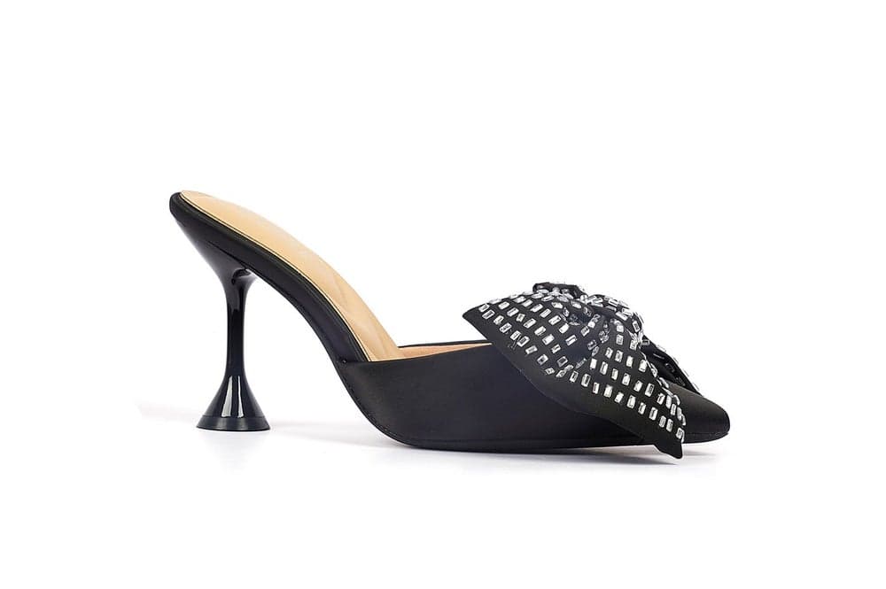 Elegant Satin Heeled Mules for Women - Image 1