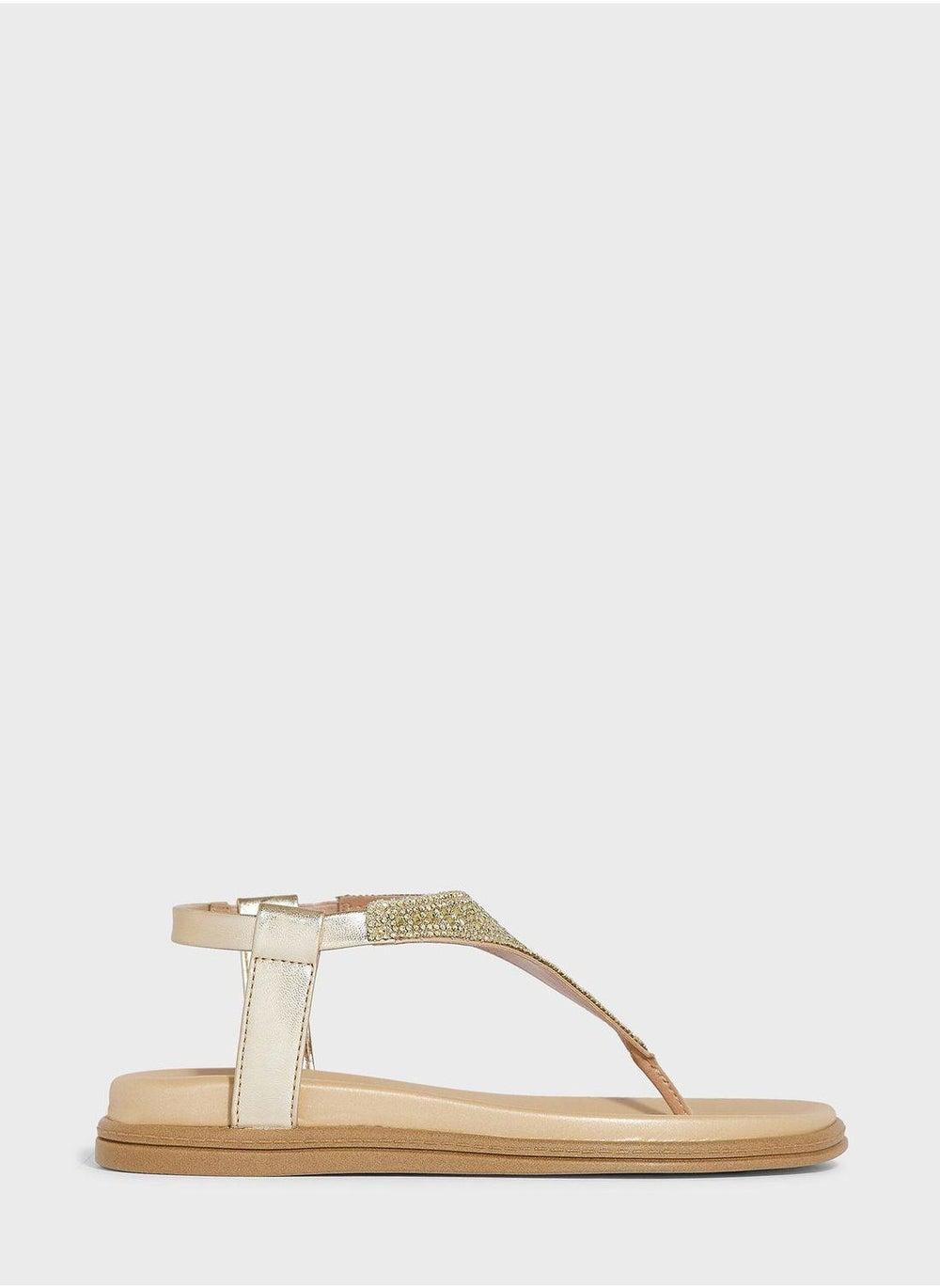Elegant Golden Flat Sandals for Women - Comfort & Style - Image 1
