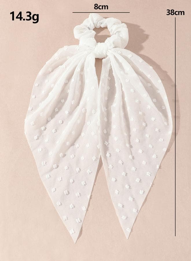 Chic Take Two Polka Dotted White Hair Tie - Image 1