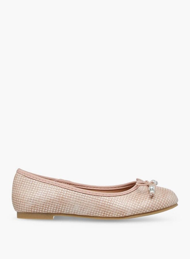 Bs106S Elegant Pink Bow Accent Ballerina Shoes for Girls - Image 1