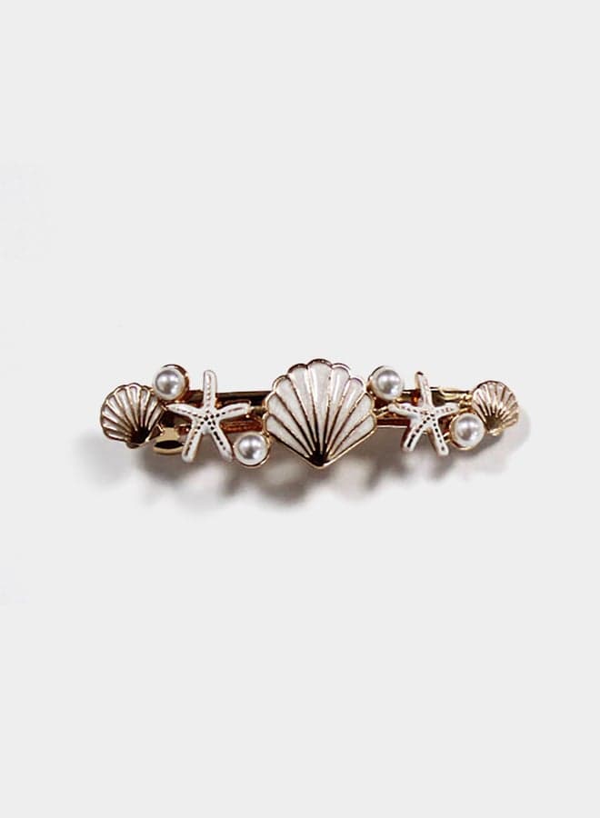 Gold-Toned Styli Shell Embellished Hair Clip for Elegant Styles - Image 1