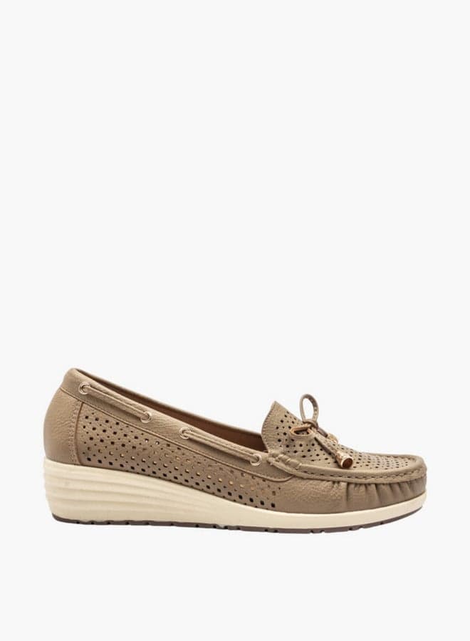Elegant Beige Bzf808 3Beige Bow-Adorned Moccasins - Image 1