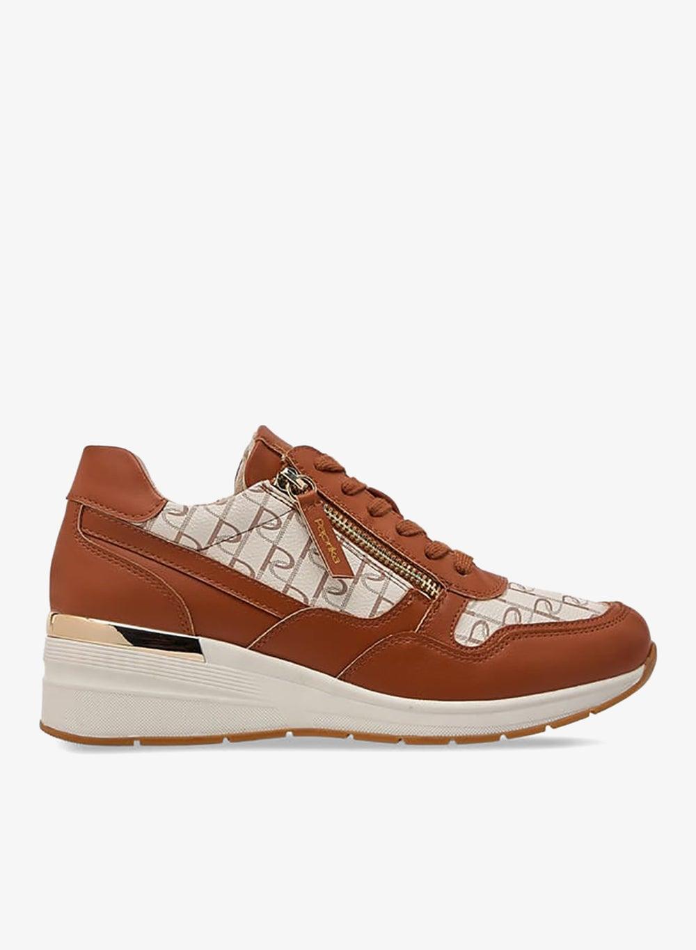 Elegant Monogram Print Sneakers 62G596 V437Gatan - TAN - Image 1